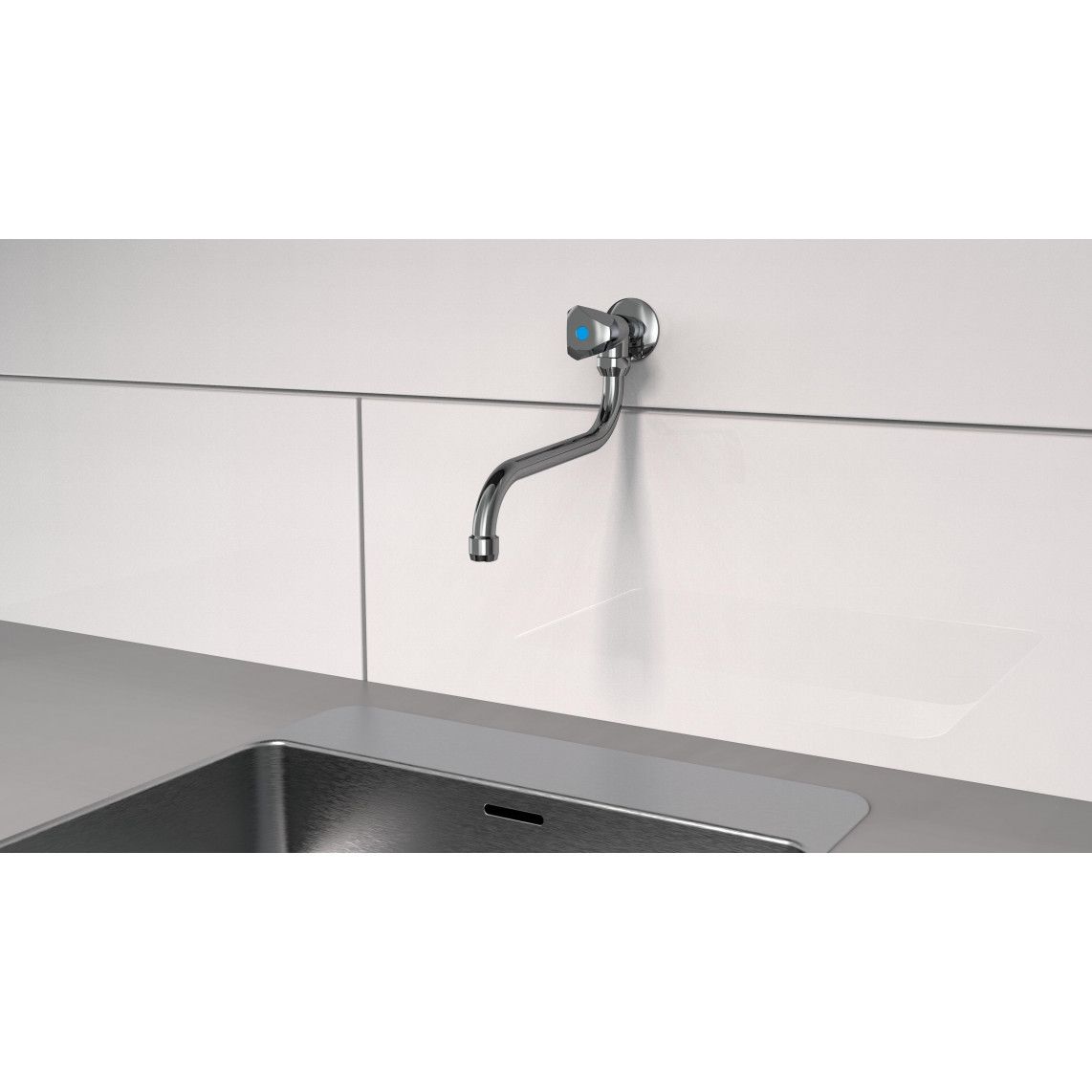 37980 CARNEO robinet eau froide mural pivotant, chromé vue 3