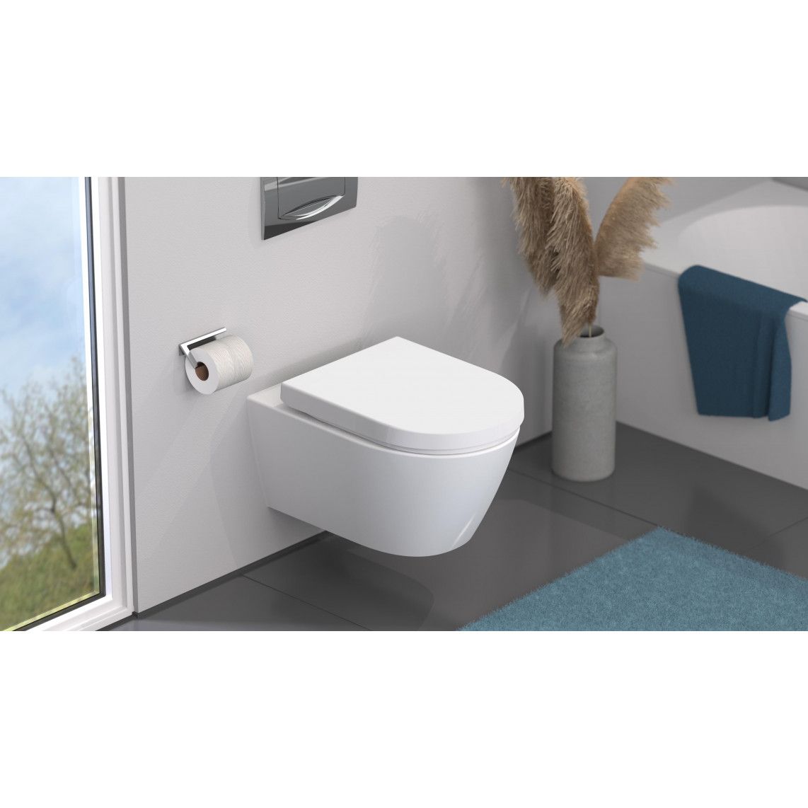 82910 abattant WC en Duroplast en forme de D WHITE, avec frein de chute et déclipsable vue 10