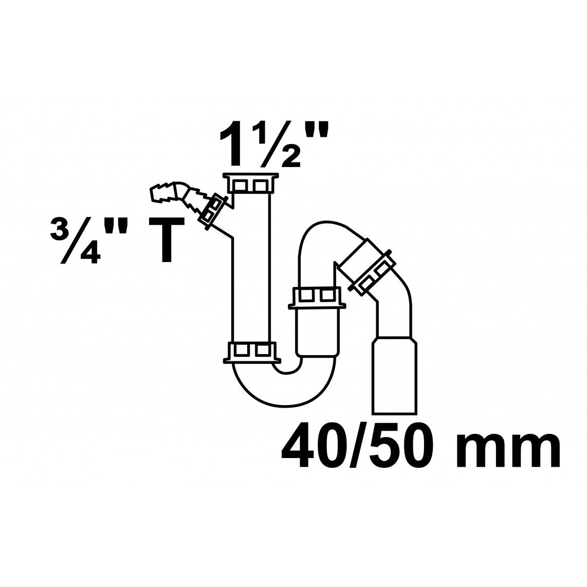 98028012 ECO-SAVE KS Évier-siphon tubulaire, gris, 1 1/2" F x DN 40/50 mm, avec 3/4" raccordement d'appareils vue 2