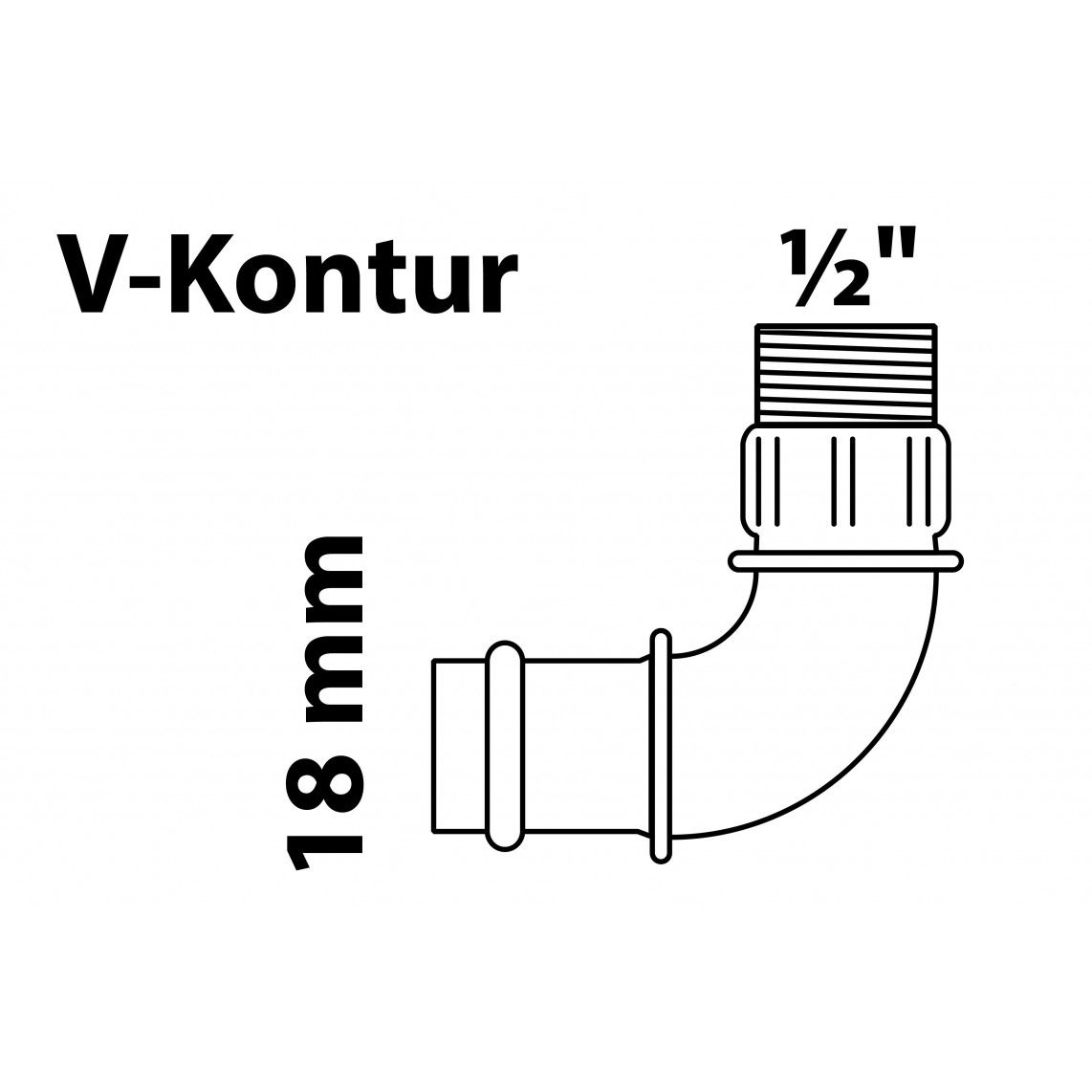 988622354 BR knie 90°, blanco, 18 mm x 1/2"BU, 1 mof, (P4092g) vue 2