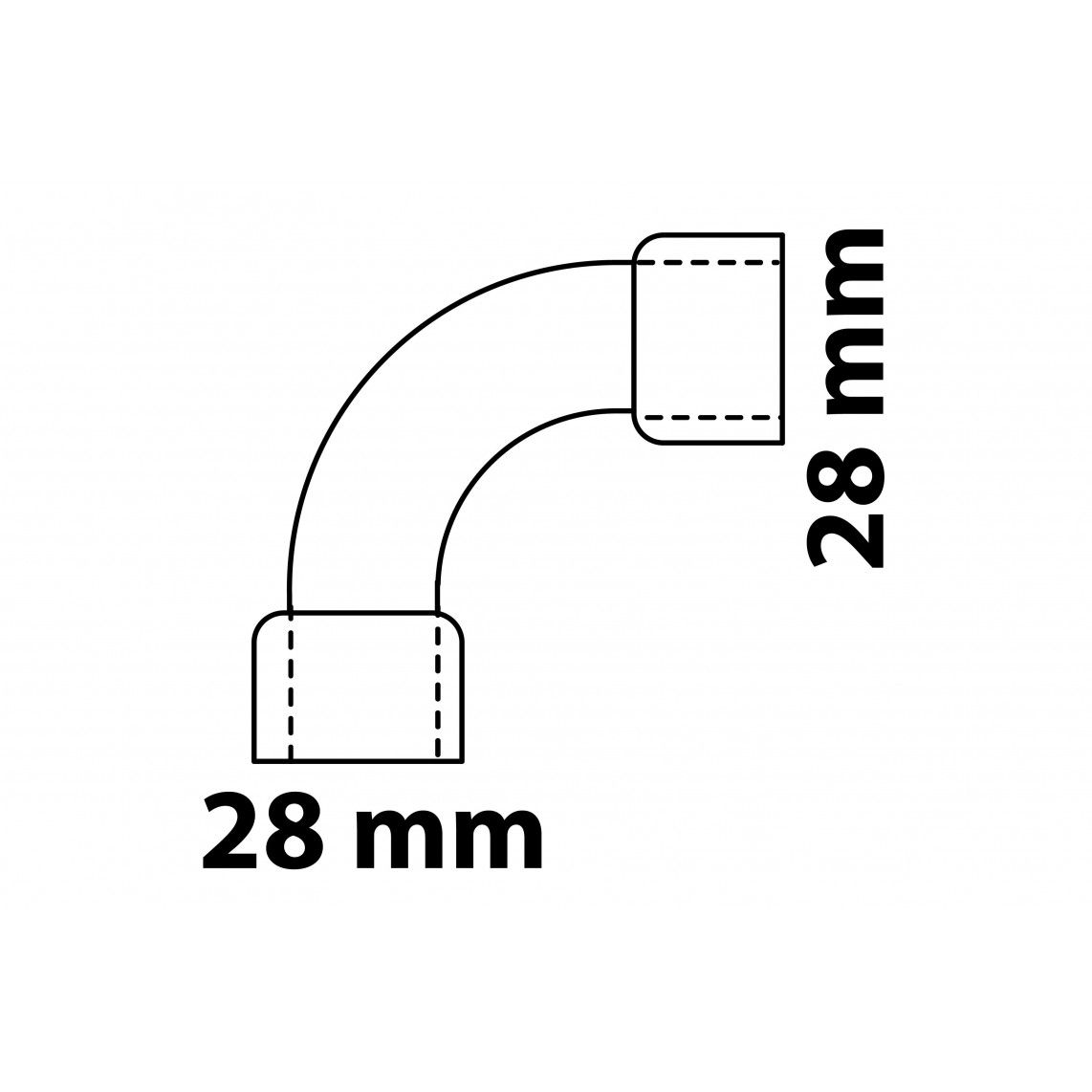 989016055 CU boog 90°, blanco, 28 mm, 2 mofen, (5002a) vue 3