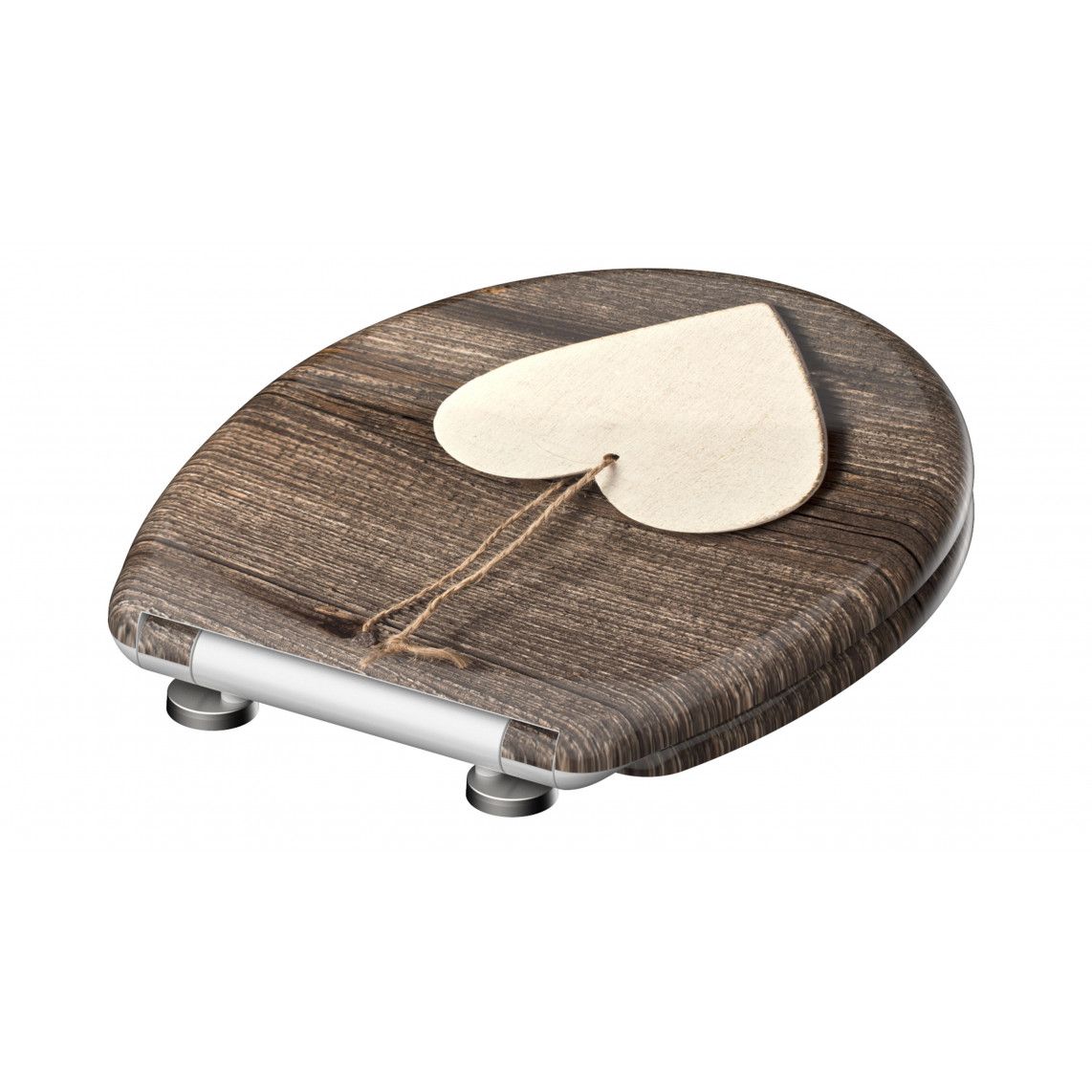 82377 Duroplast Toilet seat WOOD HEART, with soft close and quick release vue 5
