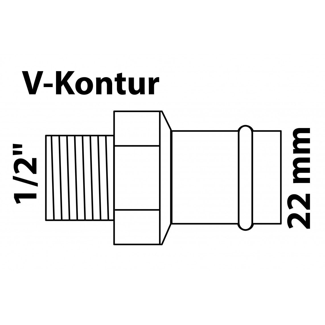 988623454 Transition nipple, press fitting for copper V-profile, 22 mm x 1/2" male, 1 socket vue 2