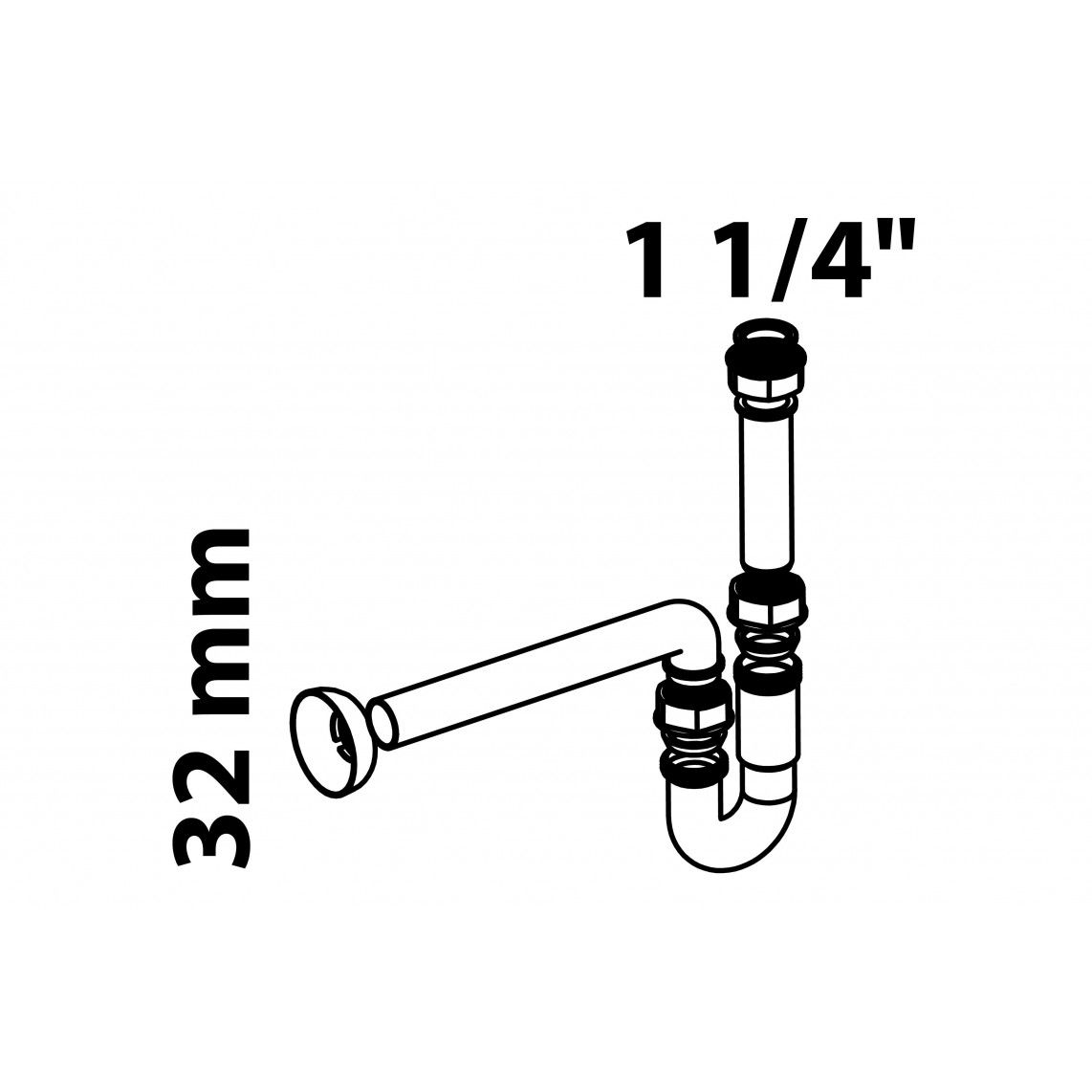 98801048 KS siphon tubulaire, blanc, 1 1/4" x 32 mm vue 5