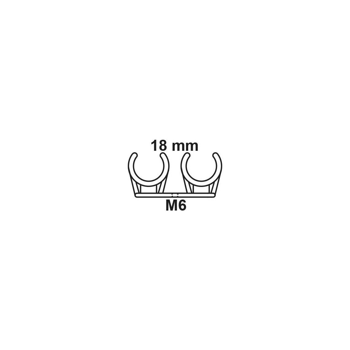 989188655 Pipe clip double, 18 mm, with M6 threaded sleeve (25x) vue 2