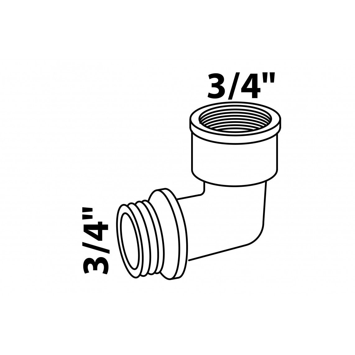 989393155 LT coude 90°, chromé, 3/4" F x 3/4" M vue 2
