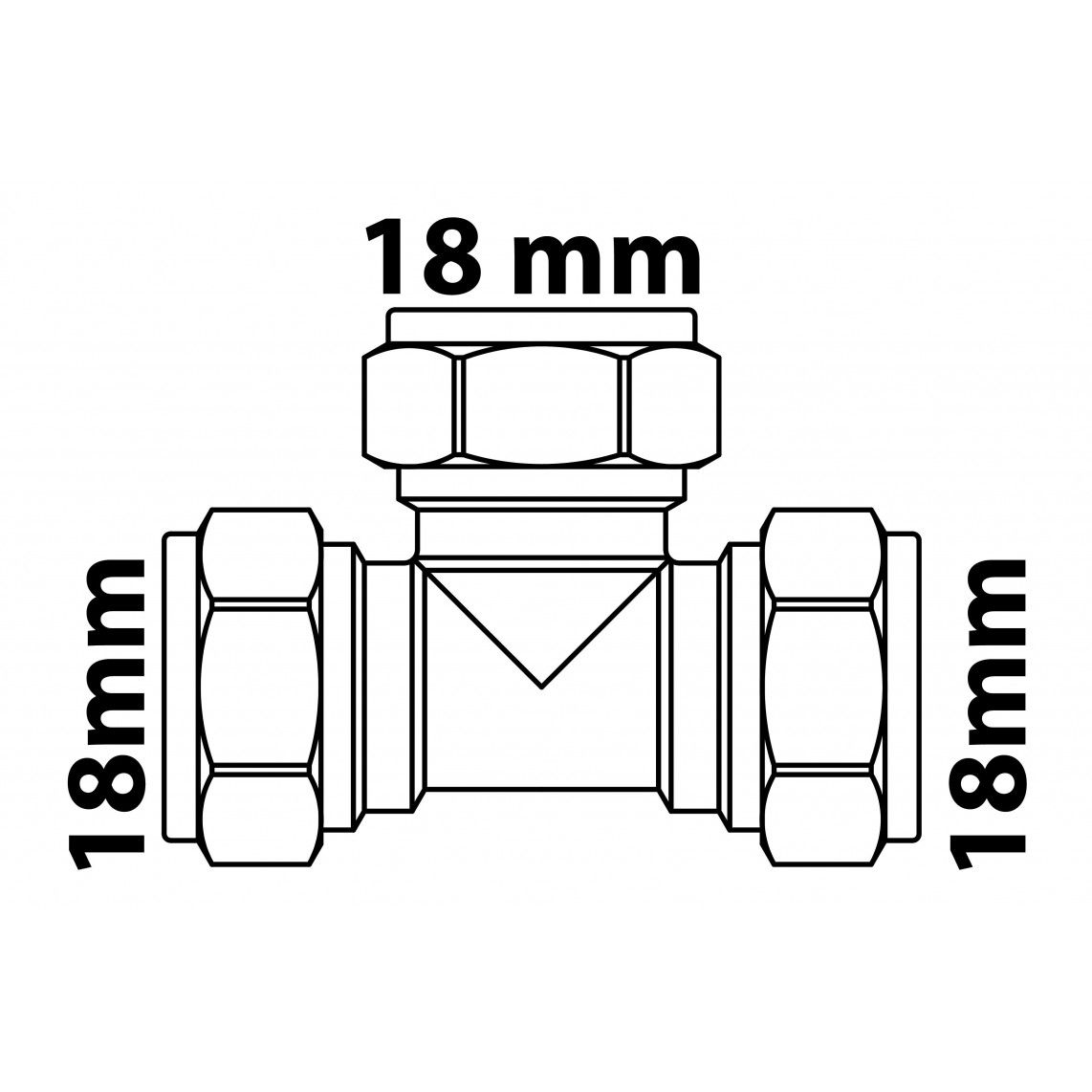 989453317 MS T-stuk, blanco, 18 mm, knelfitting voor koperen buis vue 5