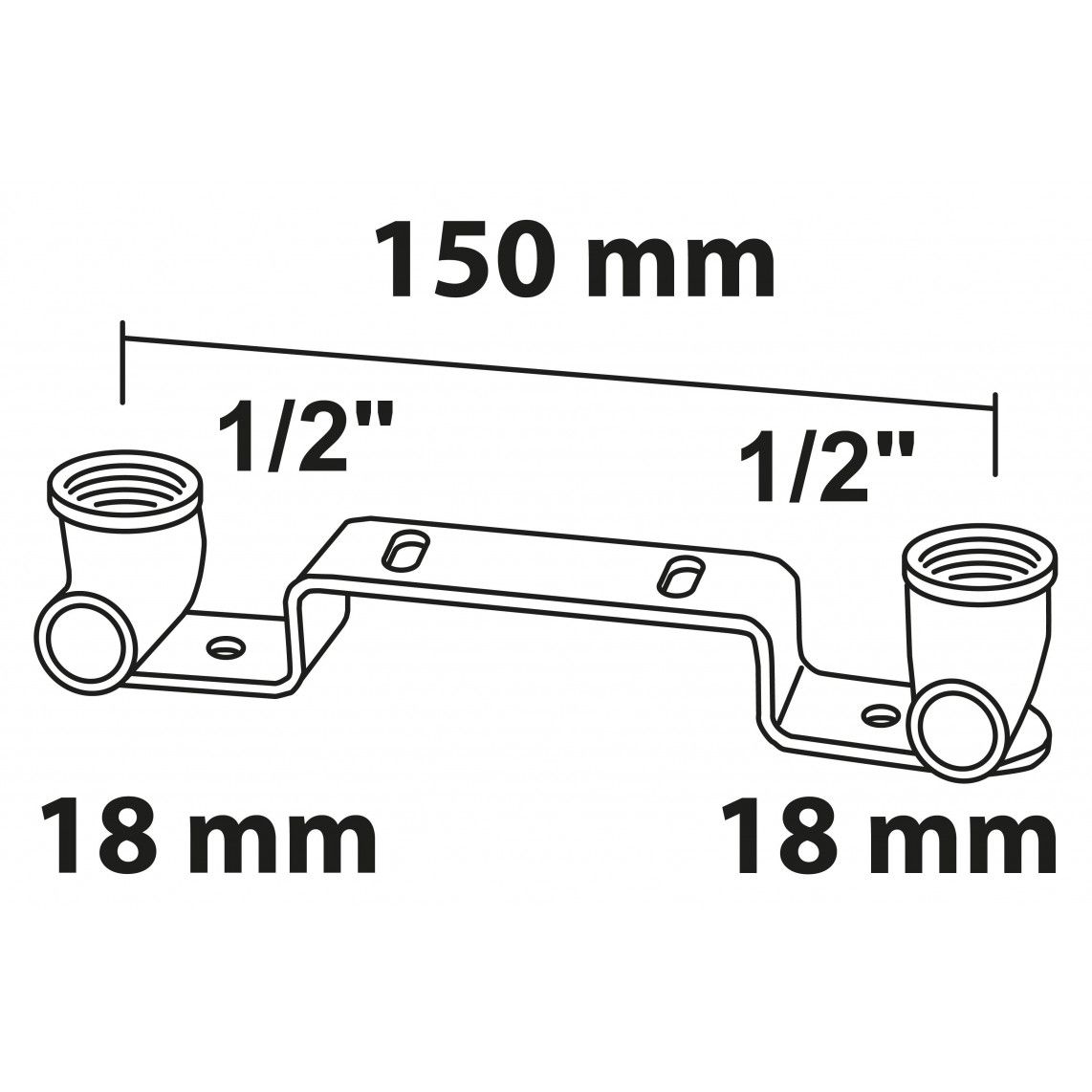 989122855 BR montage eenheid, blanco, 18 mm x 1/2"BI, HOH afstand 150 mm, 1 mof (4976g) vue 2
