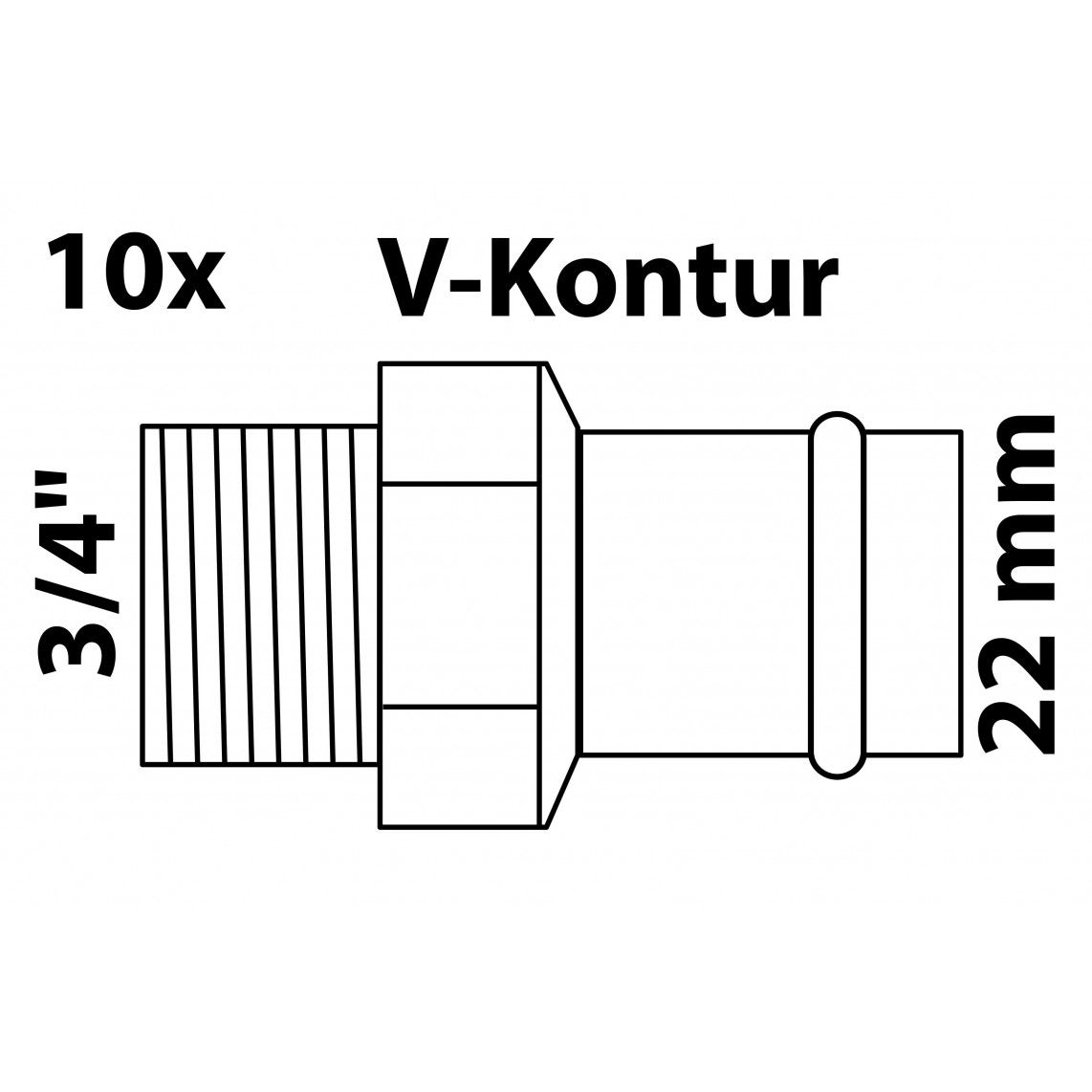 988623560 BR overloopnippel, blanco, 22 mm x 3/4"BU, 1 mof, (P4243g) (10x) vue 2