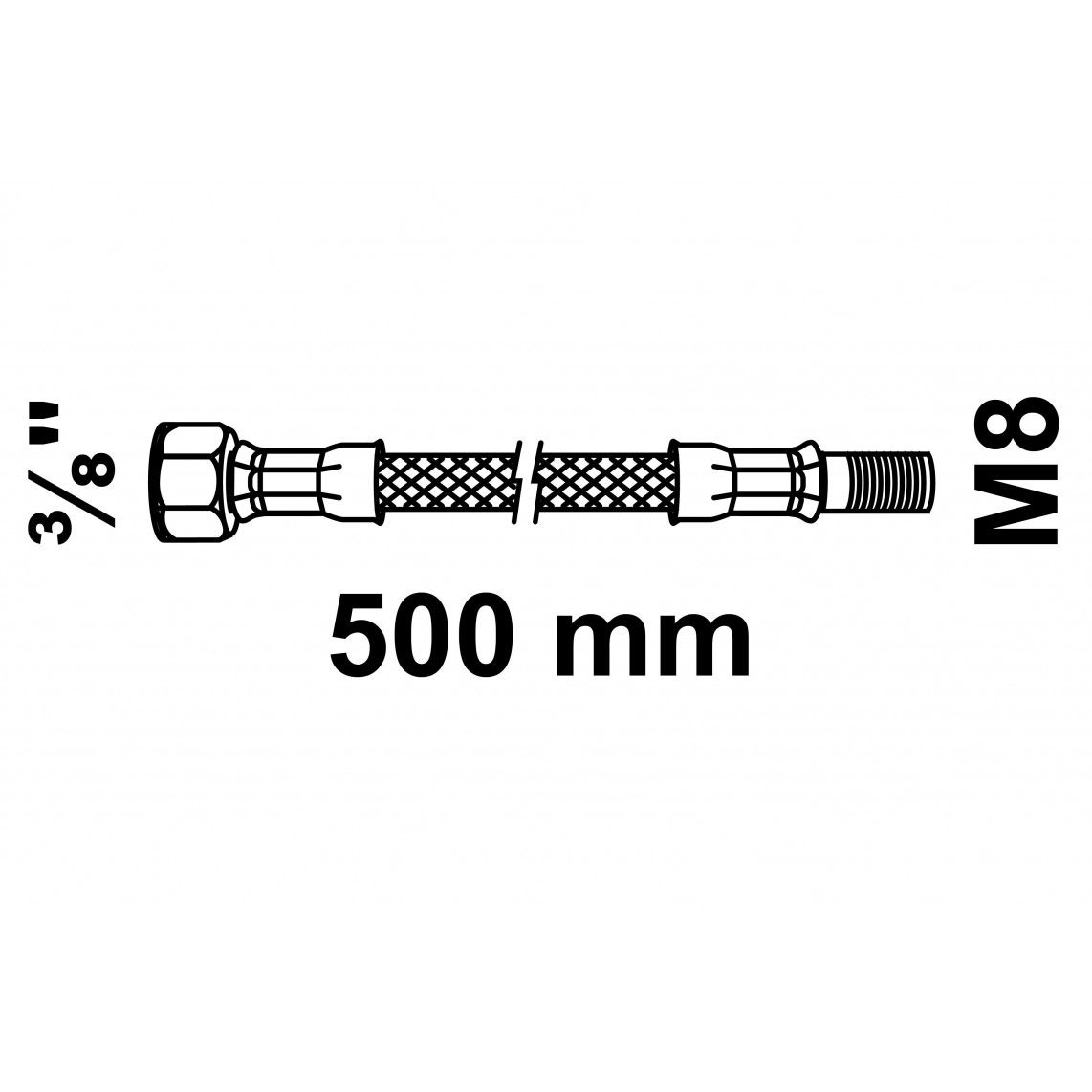 98628045 Flexaansluitslang 500 mm, 3/8"BI x M8AG vue 2