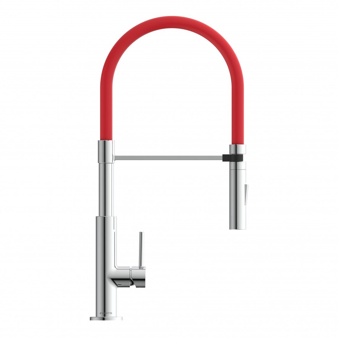 79180 STILO Keukenkraan, chroom/zwart, chroom/rood, met soft-touch slang vue 5