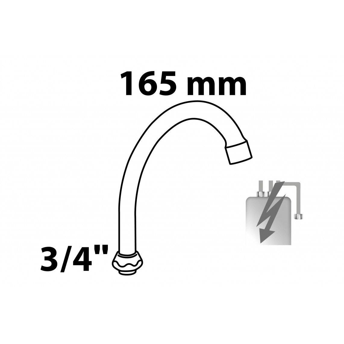 98953118 HU-buisuitloop lage druk, chroom, 3/4" x 165 mm vue 2