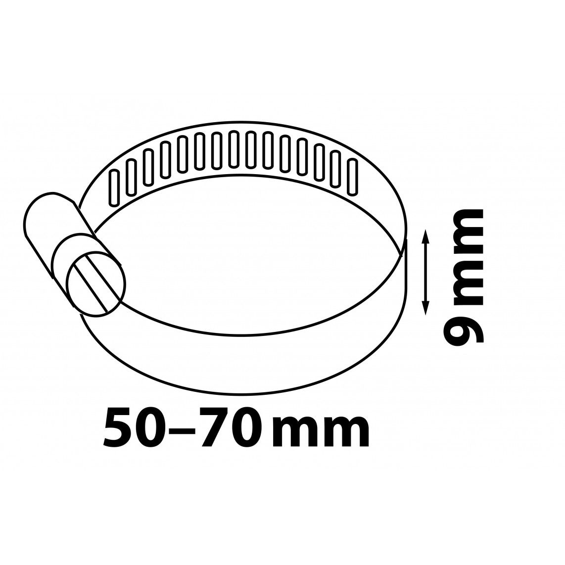 987377155 Hose clamp, stainless steel, 9 x 50 - 70 mm vue 2