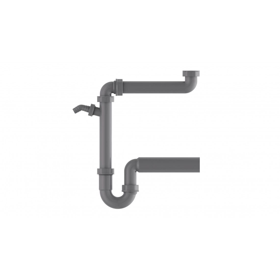 98833649 ECO-SAVE KS siphon tubulaire gain de place pour évier, Gris, 1 1/2" F x 50 mm, avec 3/4" Raccordement de l'appareil vue 2