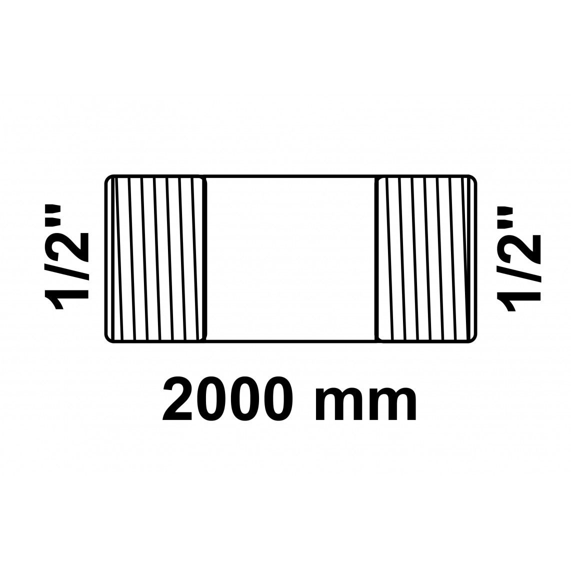 989822355 GI dubbele buisnippel, gegalvaniseerd, 1/2" x 2000 mm, (23) vue 2