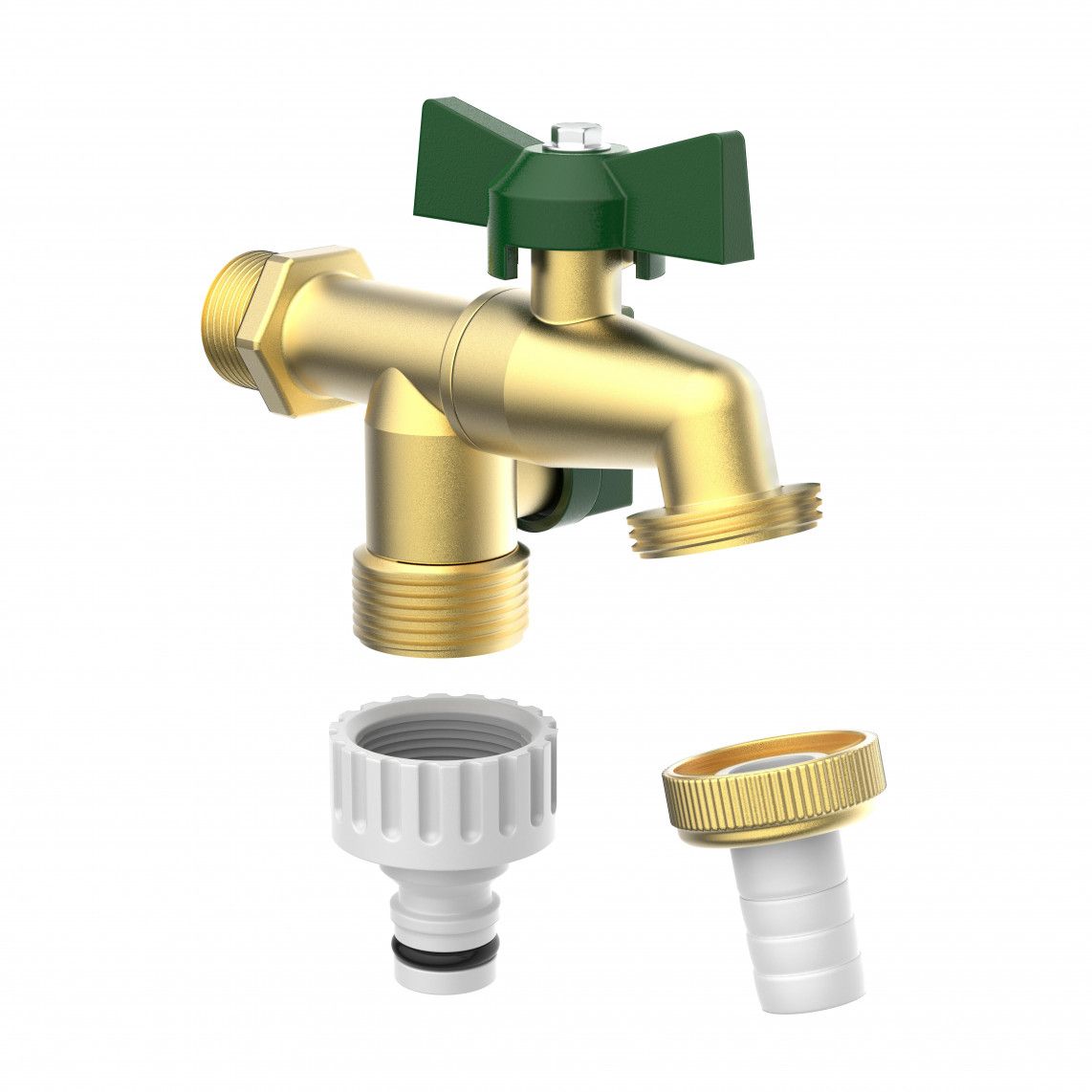 99720224 2-ways-ball-outlet valve, brass, 1/2" male x 3/4" male x 3/4" male vue 5