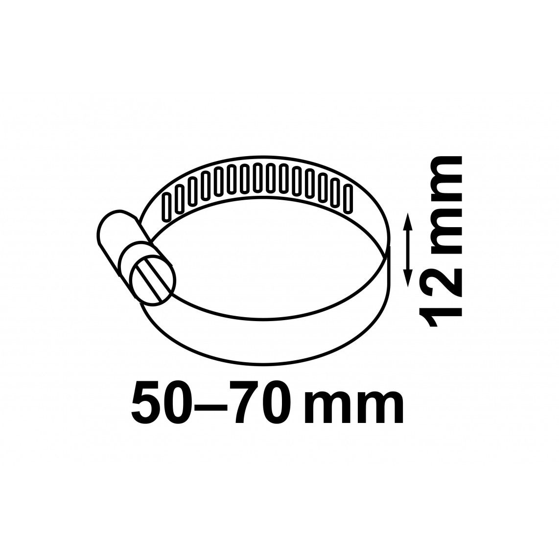 987377255 Hose clamp, stainless steel, 12 x 50 - 70 mm vue 2