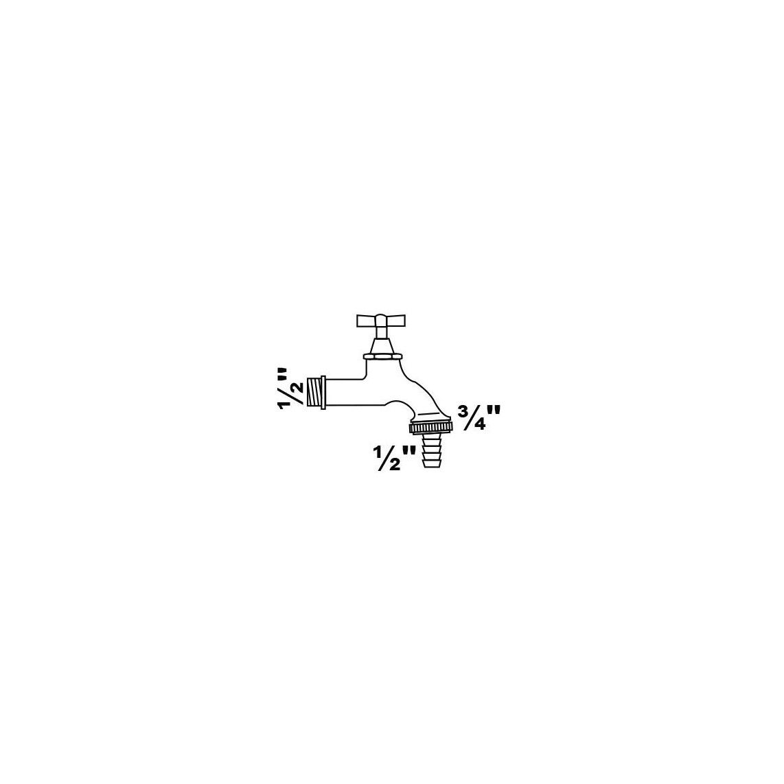98619018 MS tapkraan Hendel, chroom, 1/2"BU x 3/4"BU x 1/2"T vue 2