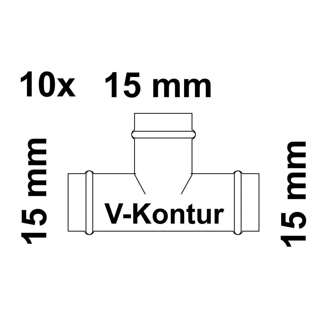 988617264 CU T-stuk, blanco, 15 mm, 3 mofen, (P5130) (10x) vue 2