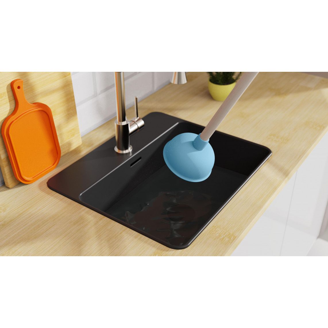 BZ001 Gootsteenreiniger met Houten handvat, Ø 140 mm, blauw vue 7