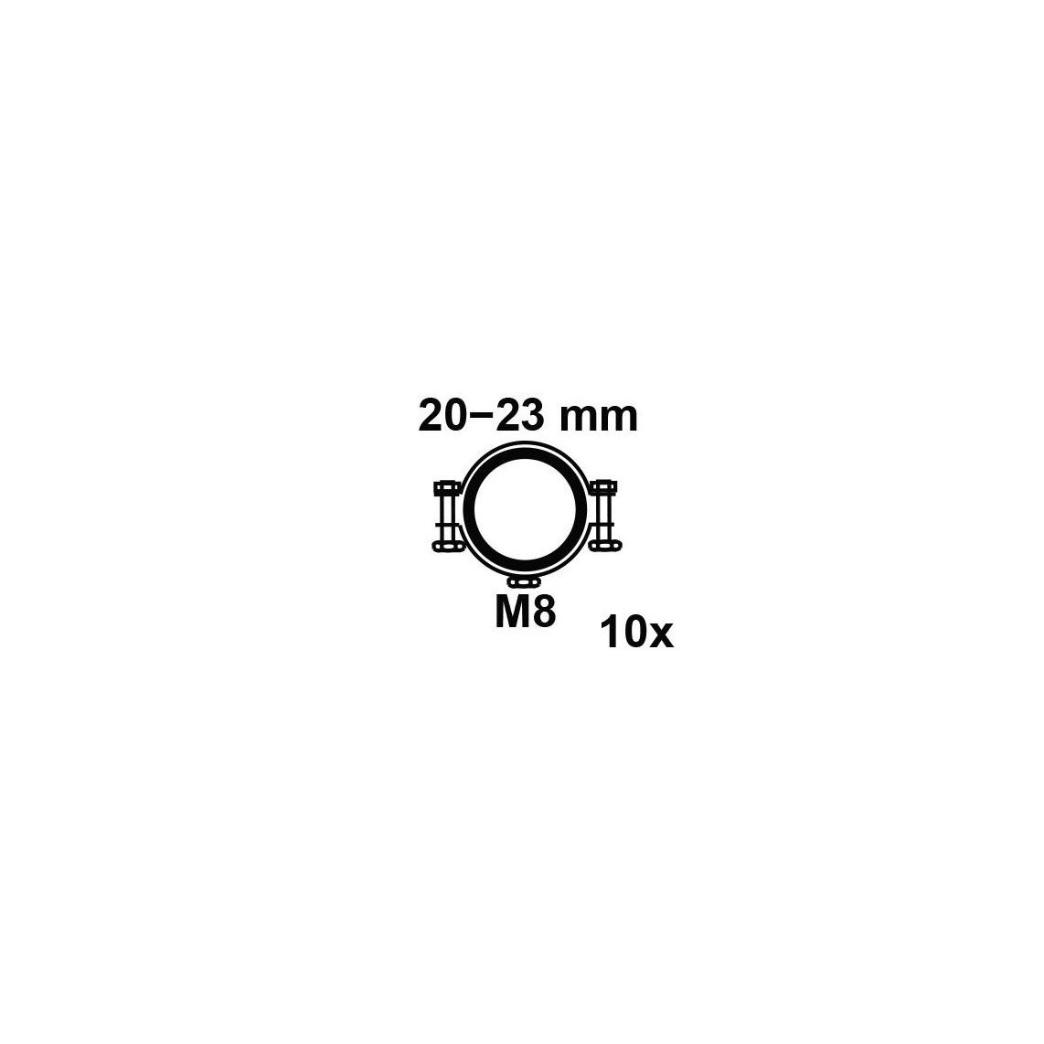 973562255 buisklem, 20 - 23 mm, geluiddicht, met M8 draadbus (10x) vue 2