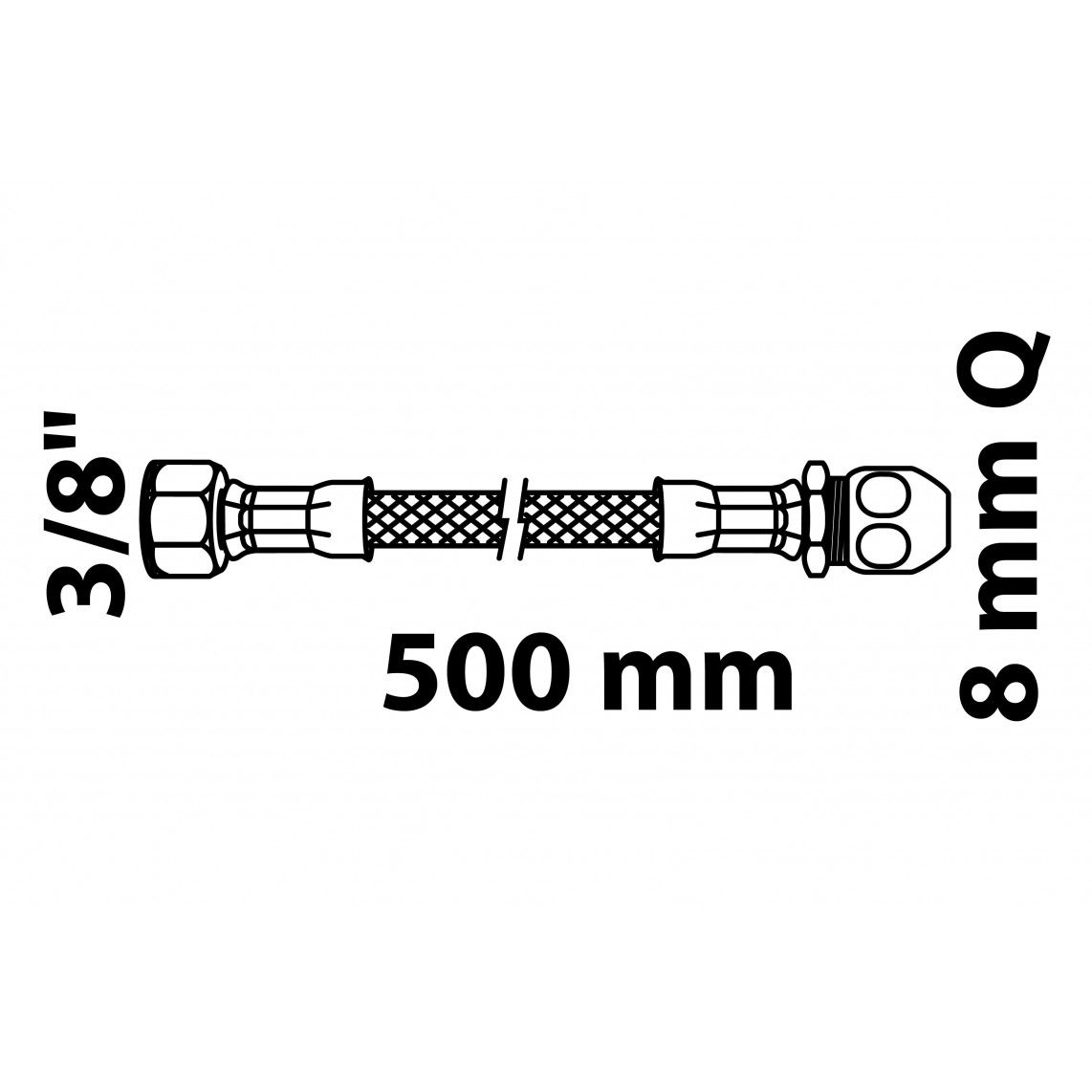 98627818 Flexaansluitslang 500 mm, 3/8"BI x 8 mmQ vue 2