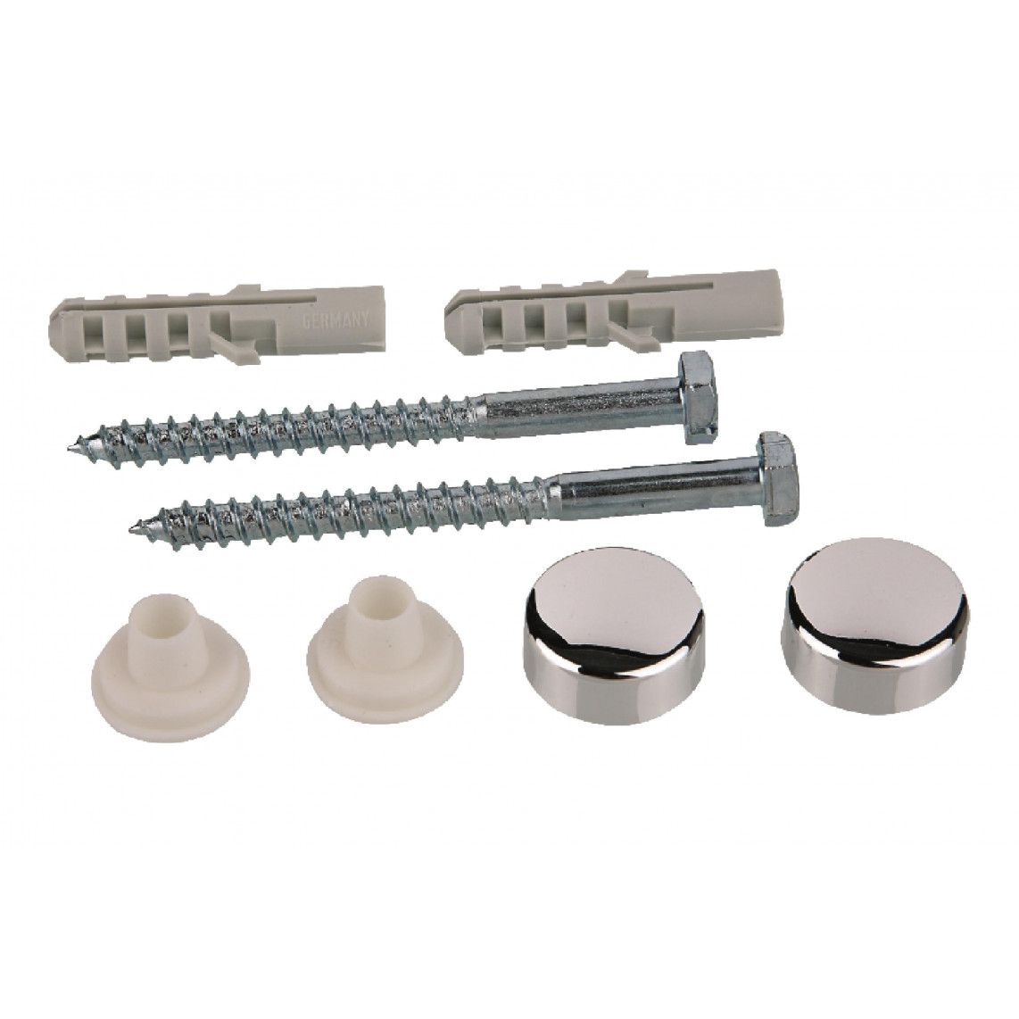 98846113 Kit de fixation pour WC au sol/tablette Tête bombée, chromé, M6 x 70 mm