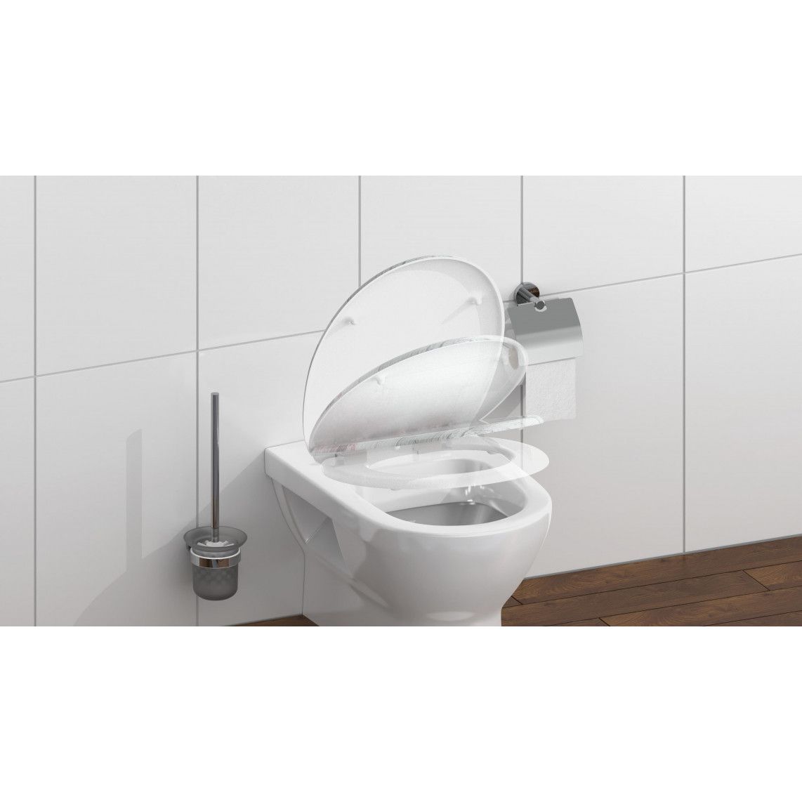 82197 Duroplast Toilet seat FLOWERS& WOOD, with soft close vue 9