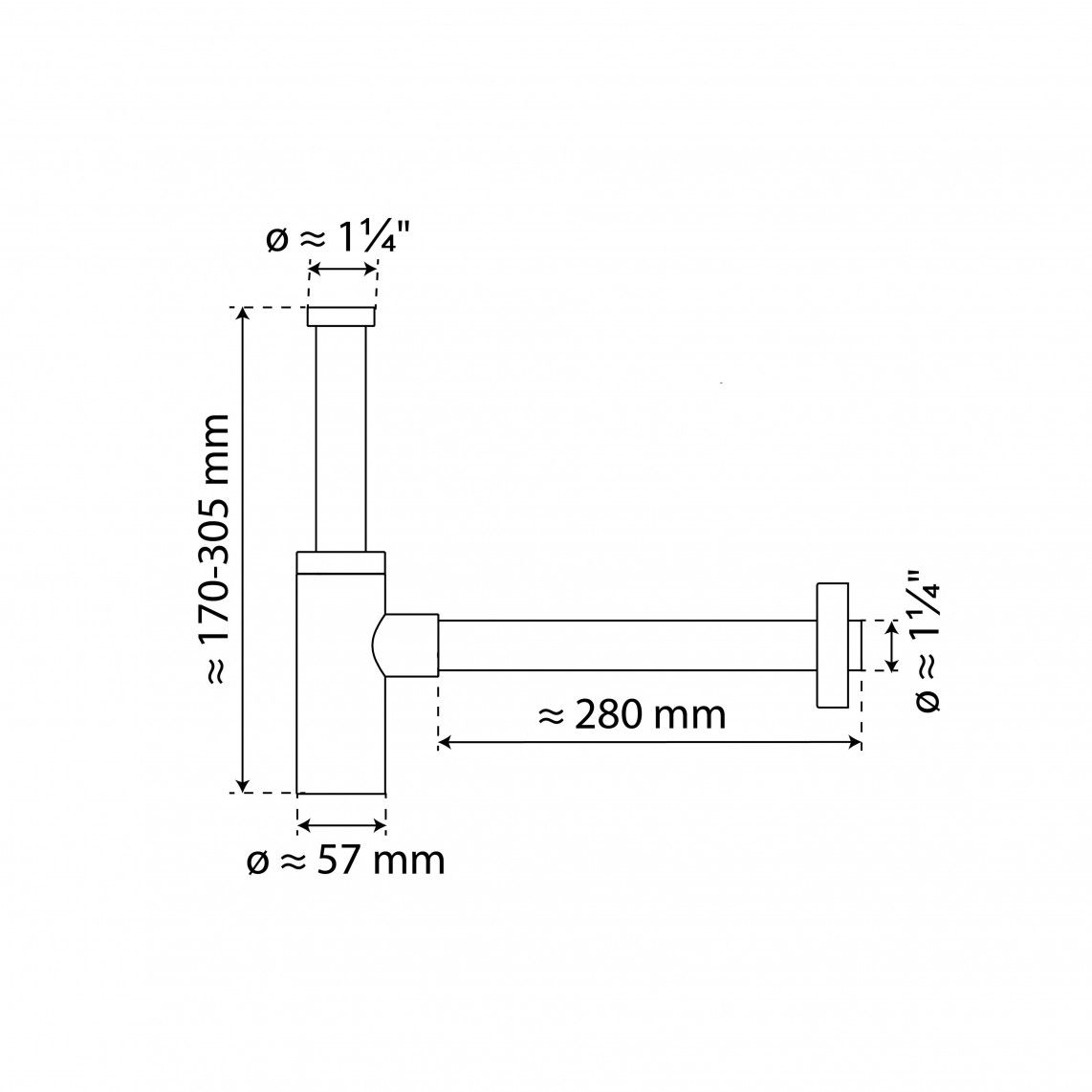98166220 design bekersifon, mat zwart, 1 1/4" x 32 mm vue 9