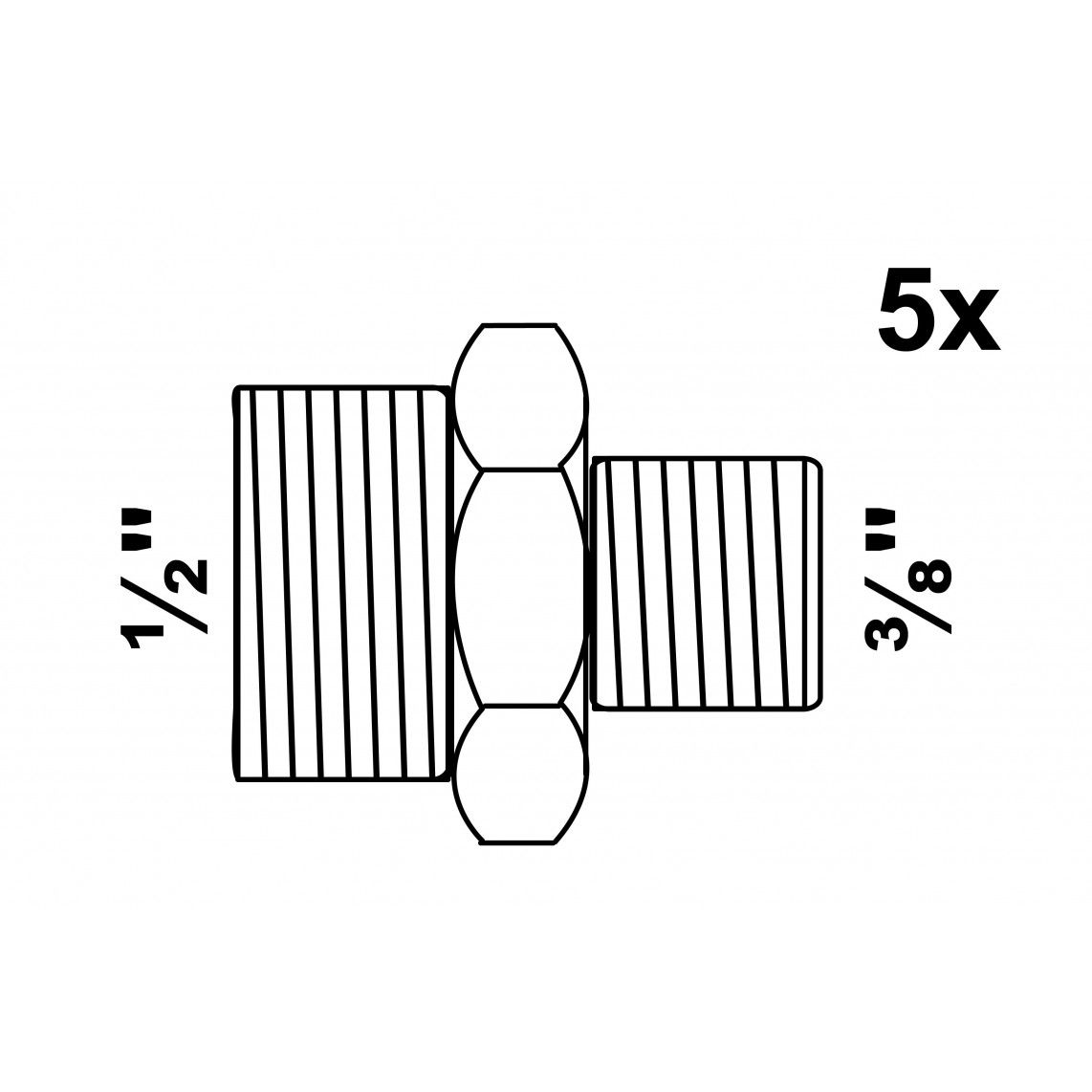 989791060 GI dubbele verloopnippel, gegalvaniseerd, 1/2"BU x 3/8"BU, (245) (5x) vue 2