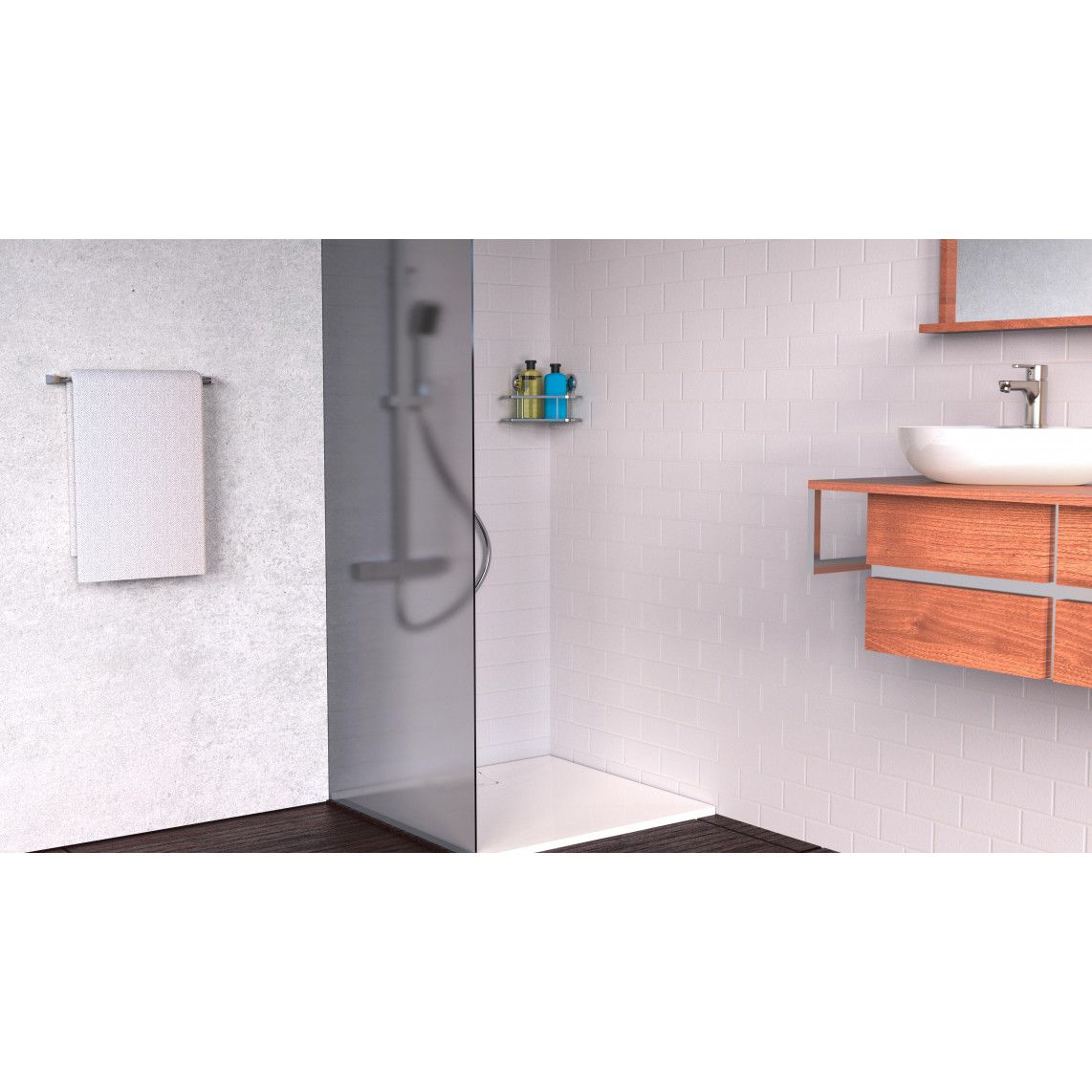 BA0200 Douche planchet, chroom, hoekig, om te lijmen of schroeven vue 6
