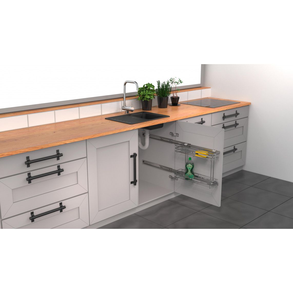 4316 Sink drawer, chrome, 135 x 480 x 390 mm vue 2