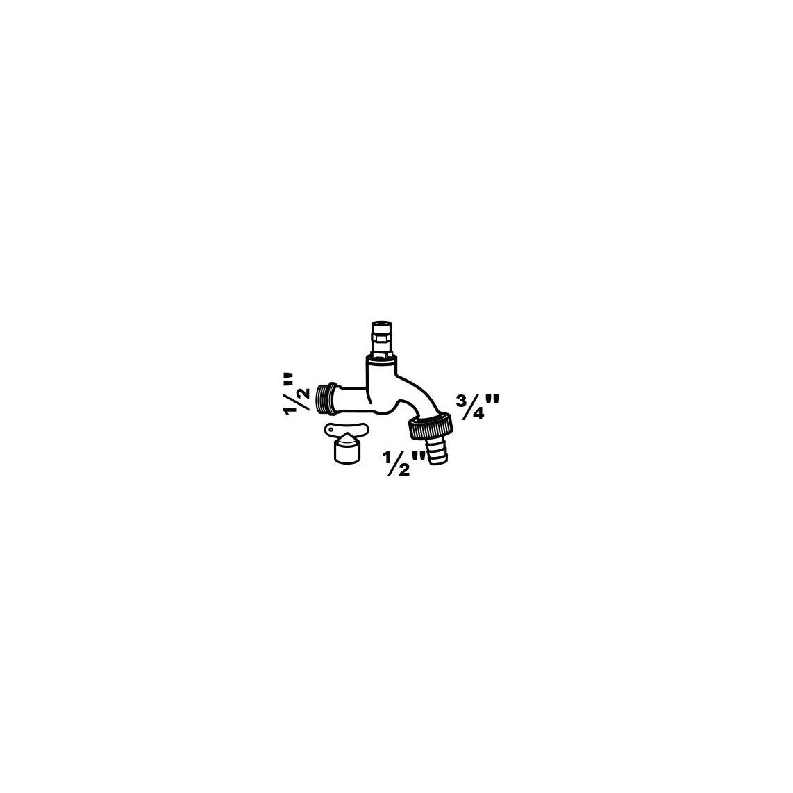 986182148 MS tapkraan Dopsleutel, Mat chroom, 1/2"BU x 3/4"BU x 1/2"T vue 2