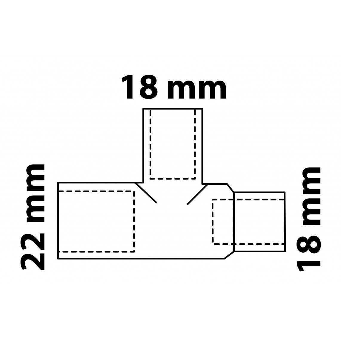 989274155 Tee reducer piece, copper solder fitting, 22 mm x 18 mm x 18 mm, 3 sockets vue 3