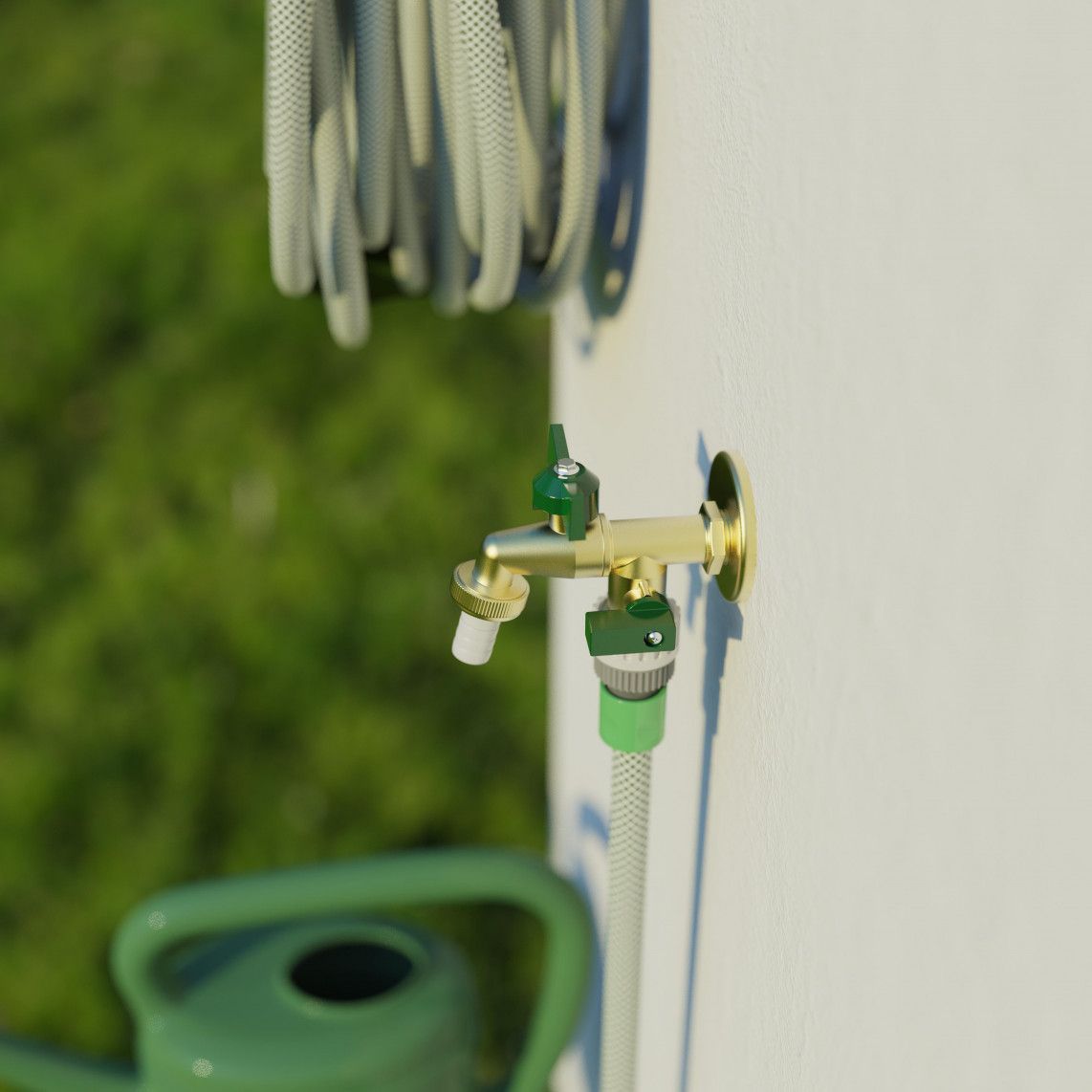 99720224 2-ways-ball-outlet valve, brass, 1/2" male x 3/4" male x 3/4" male vue 8