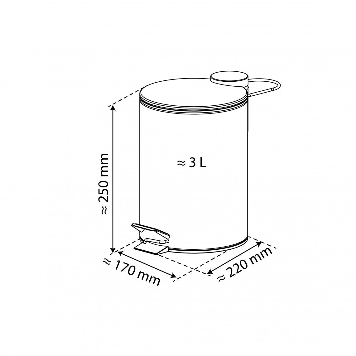 BA0300 poubelle cosmétique à pédale, acier inoxydable, env. 3 l, avec frein de chute vue 7