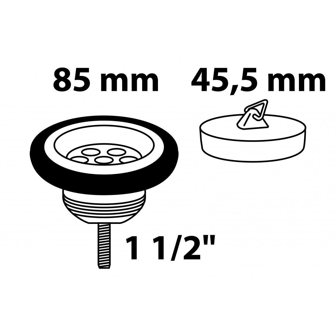 988051149 ECO-Save Drain valve, grey, 1 1/2" male x 85 mm, valve cup with valve plug 45,5 mm vue 2