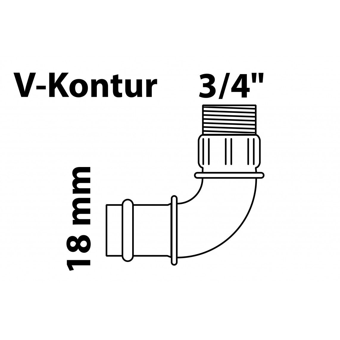 988622454 Transition angle 90°, press fitting for copper V-profile, 18 mm x 3/4" male, 1 socket vue 2