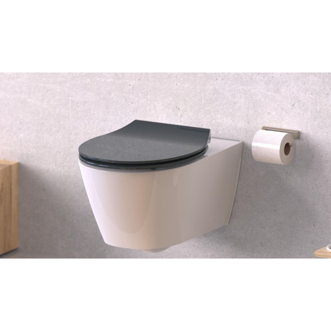 82704 abattant WC en Duroplast SLIM ANTHRAZIT, avec frein de chute et déclipsable vue 10