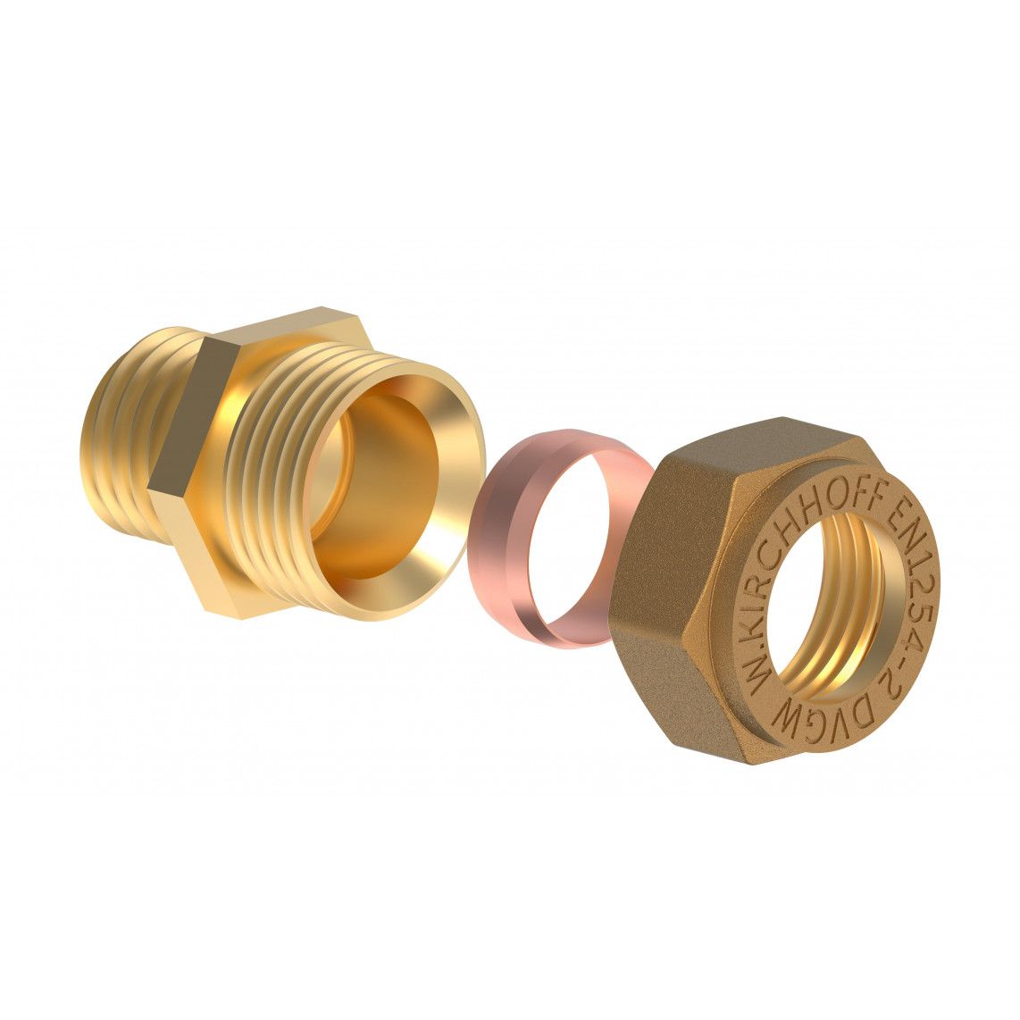989457317 Transition piece, brass, 15 mm x 3/8" male, clamp fitting for copper pipe vue 3