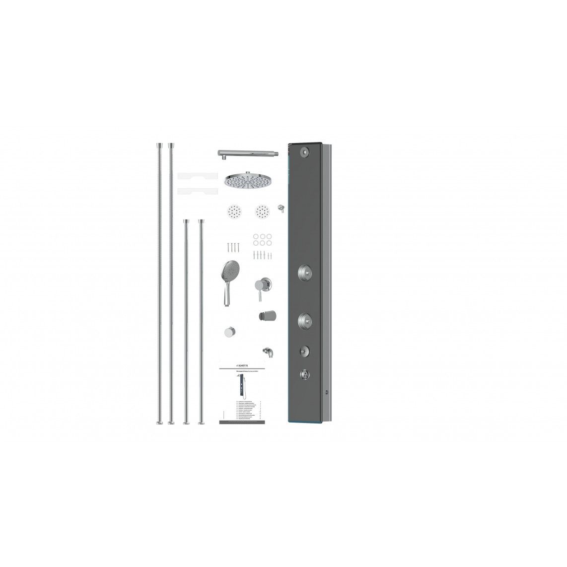 60033 Glazen douchepaneel, Antraciet vue 3