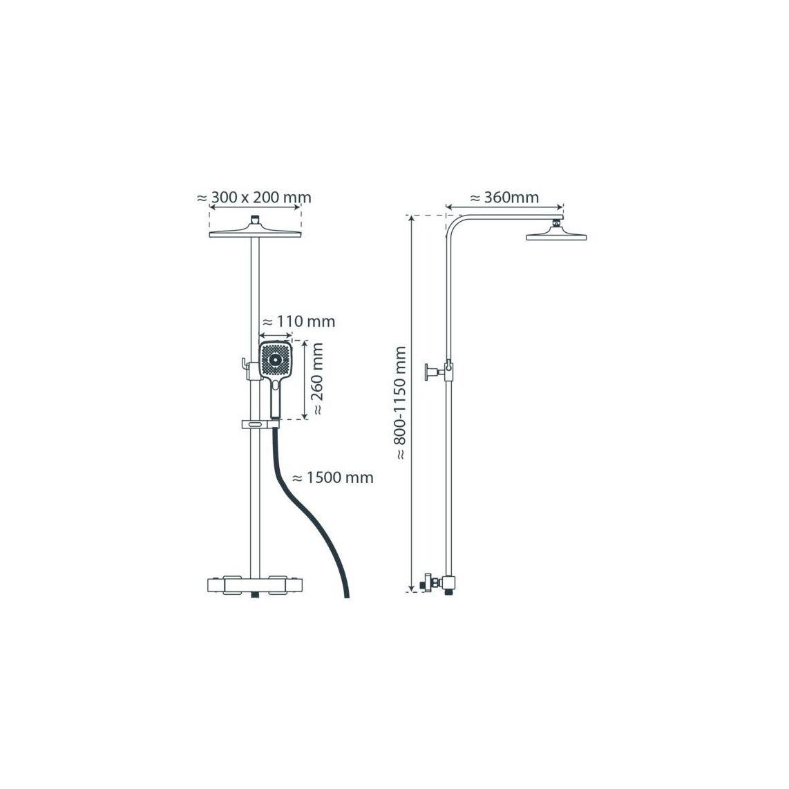 60149 GRAN CANARIA regendouche set, chroom, met thermostatische kraan vue 2