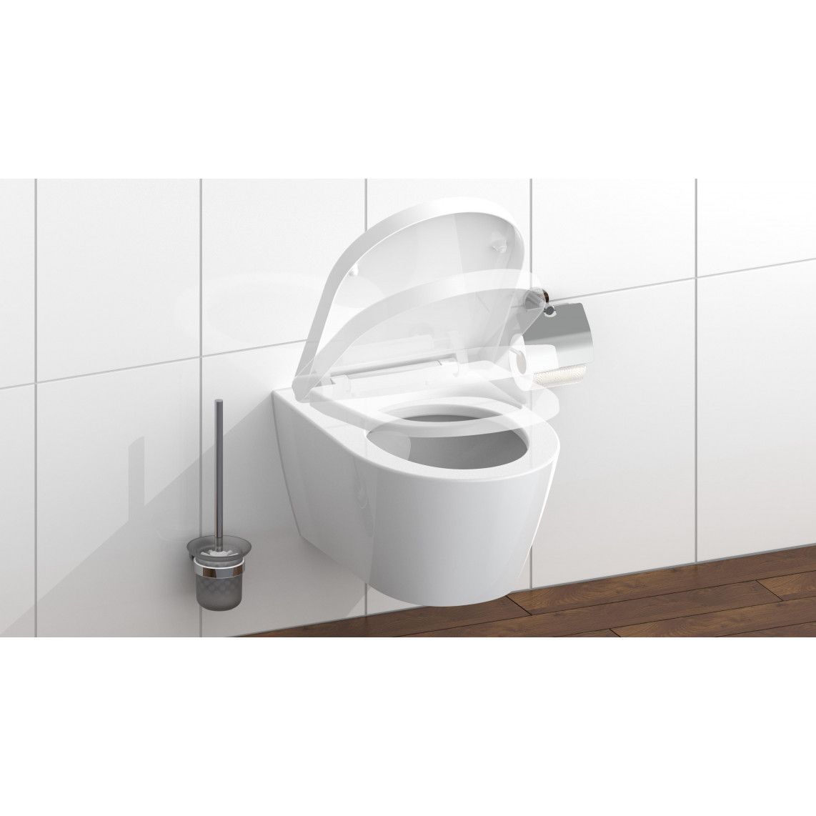 82910 abattant WC en Duroplast en forme de D WHITE, avec frein de chute et déclipsable vue 8