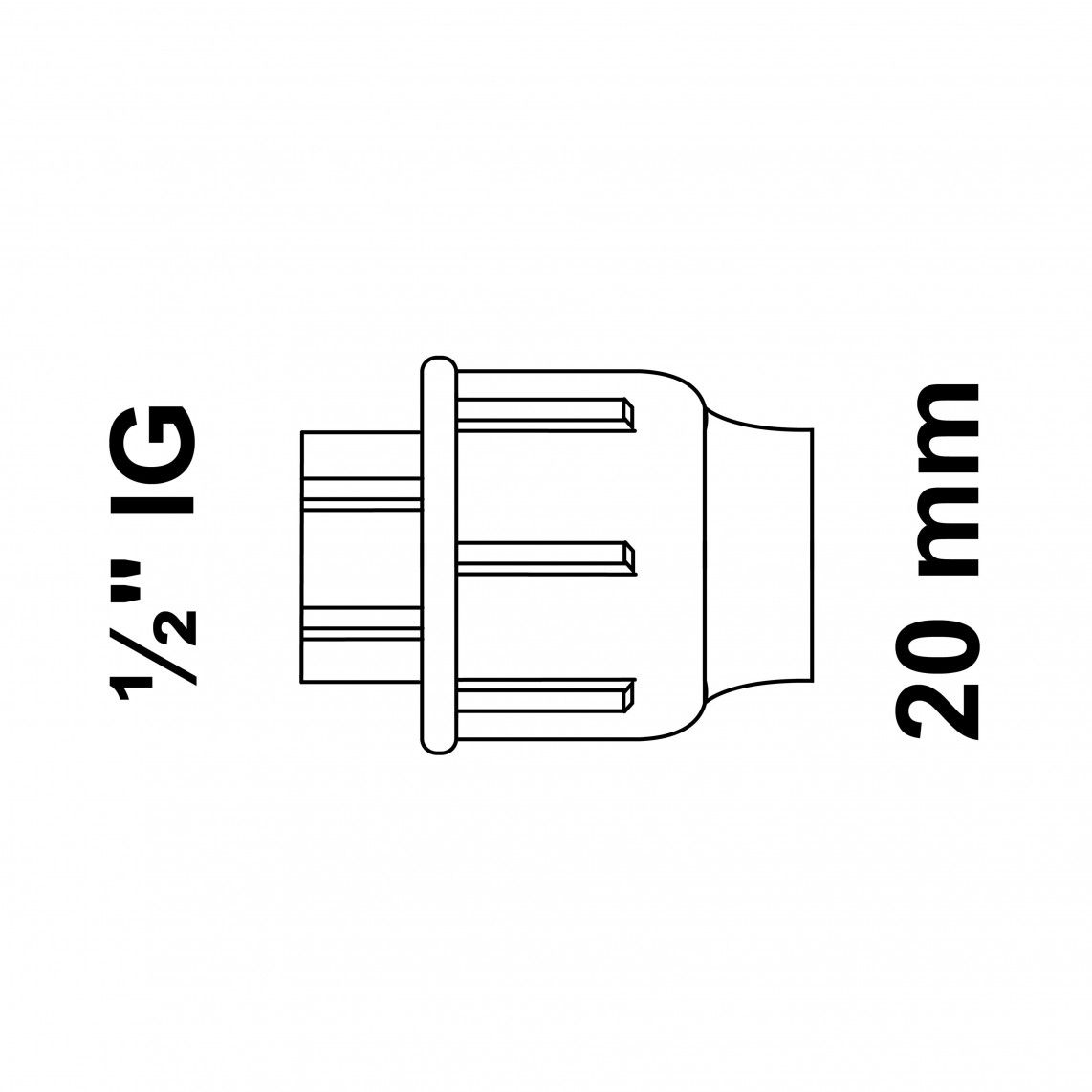 984843117 PP overgangsstuk, 20 mm x 1/2"BI, knelfitting voor tyleen/socarex vue 4