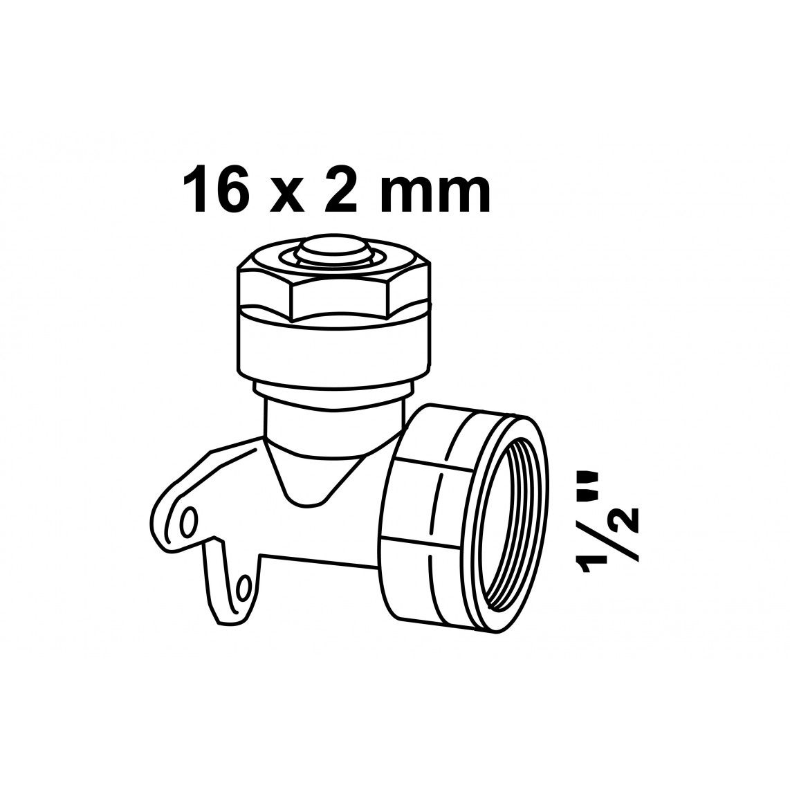988909155 MS wandplaat, blanco, 16 mm x 1/2"BI, knelfitting voor meerlagen buis vue 4