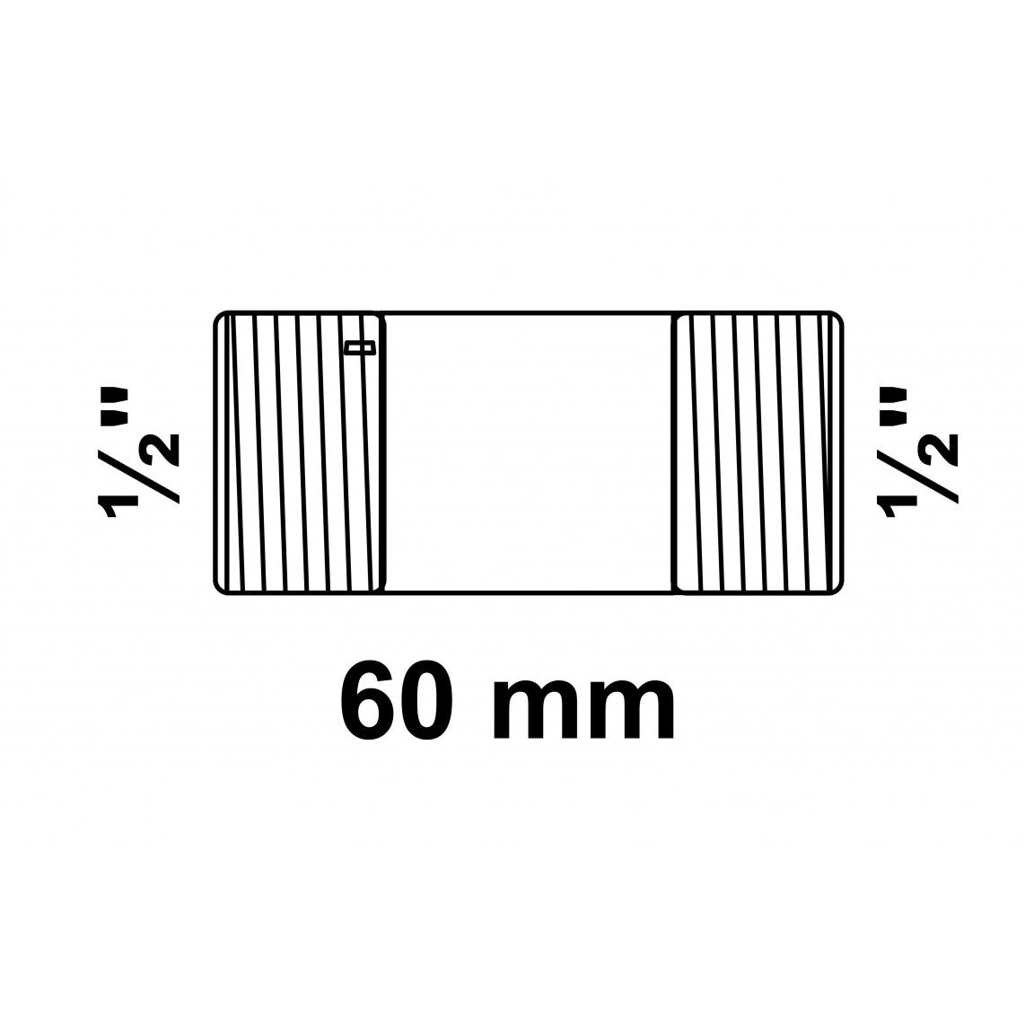 989821155 GI dubbele buisnippel, gegalvaniseerd, 1/2" x 60 mm, (23) vue 2