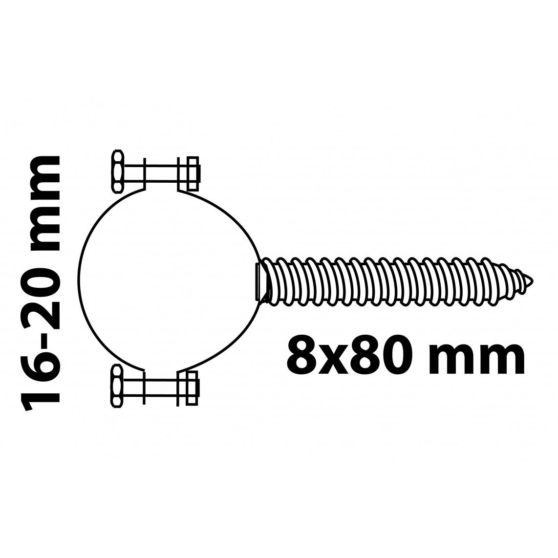 973124917 buisklem, 16 - 20 mm, met stokschroef M8 x 80 mm (2x) vue 2
