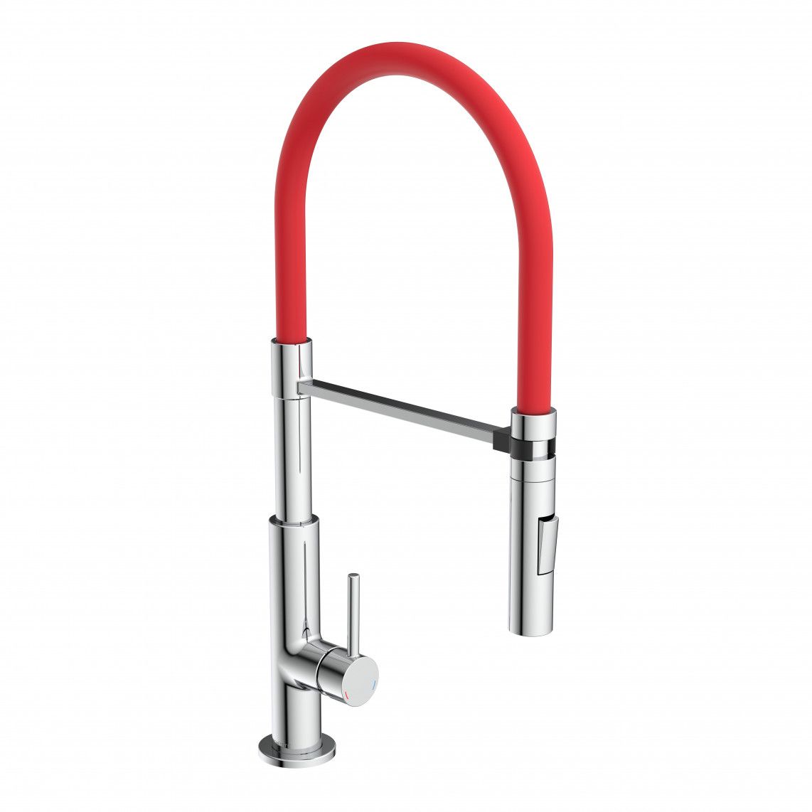 79180 STILO Keukenkraan, chroom/zwart, chroom/rood, met soft-touch slang vue 3