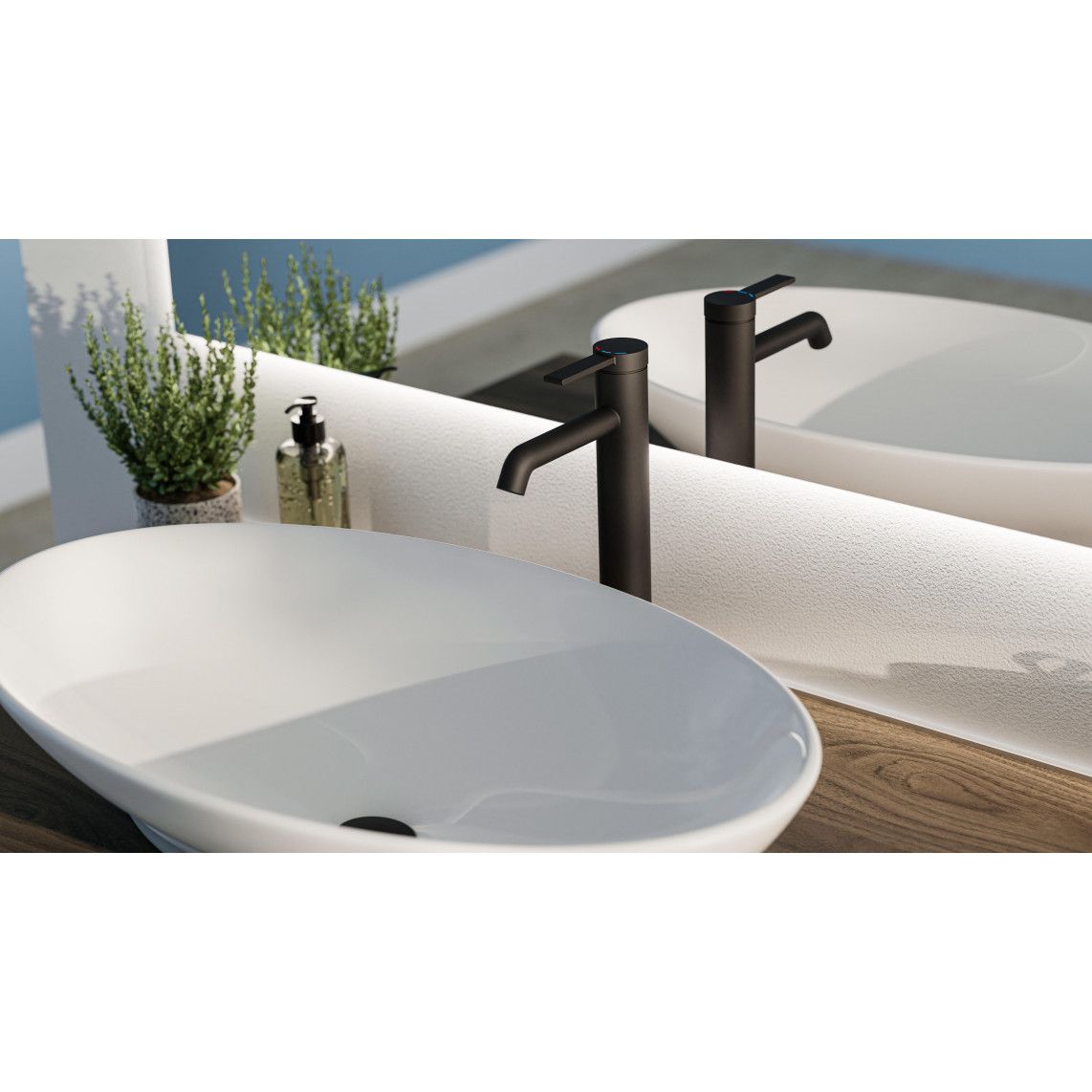 33116 LOS ANGELES Wash basin mixer, black matt, with high body vue 5