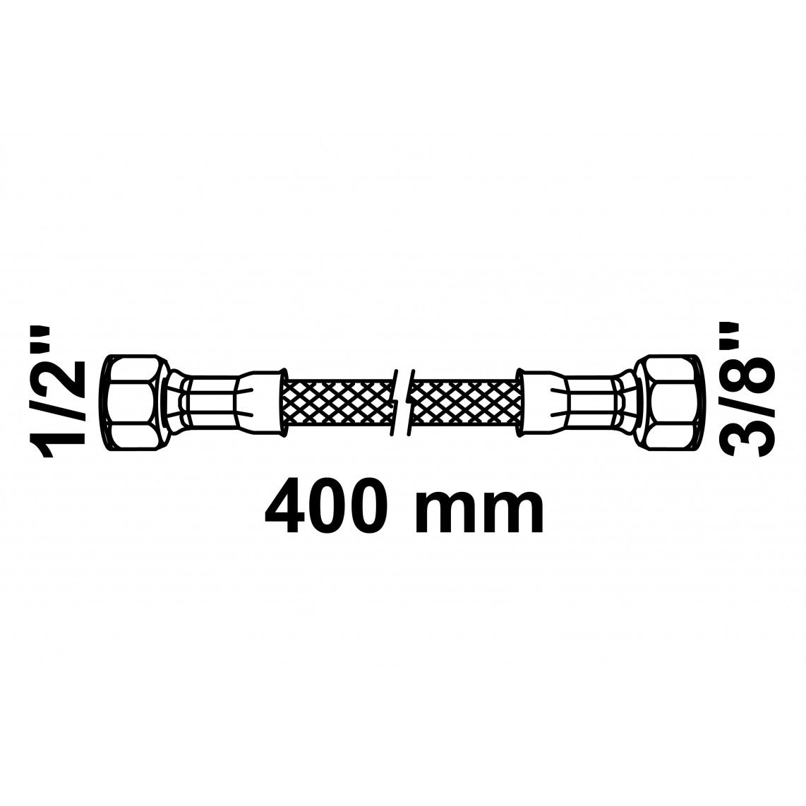 98628018 Flexaansluitslang 400 mm, 1/2"BI x 3/8"BI vue 2
